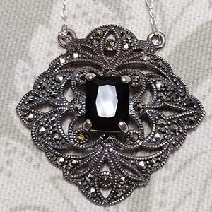 Marcasite & Sterling Silver pendant necklace